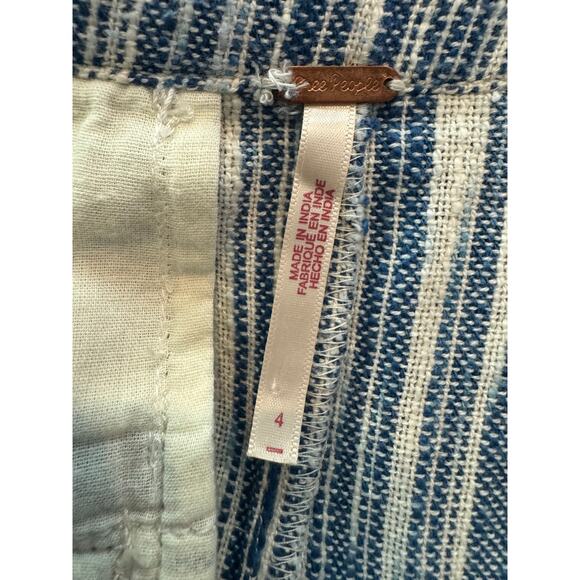 Striped Pants Blue & White Cropped Wide Leg Boho Casual Comfortable - Picture 4 of 8